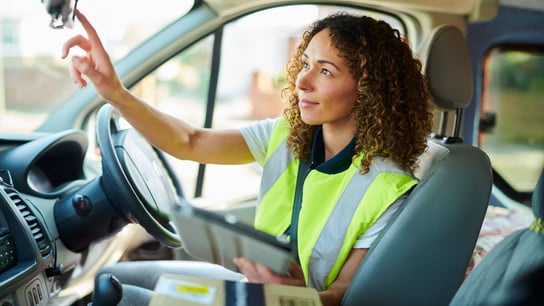 Delivery driver with satnav and packages