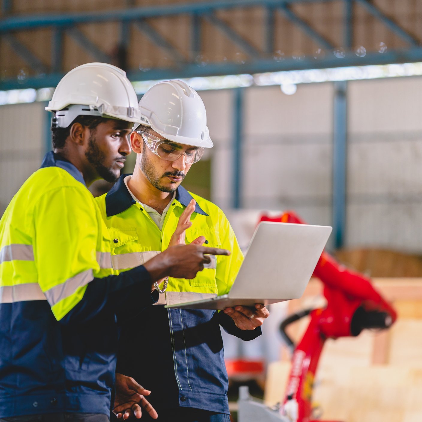 Professional industry engineer and factory foreman worker team person