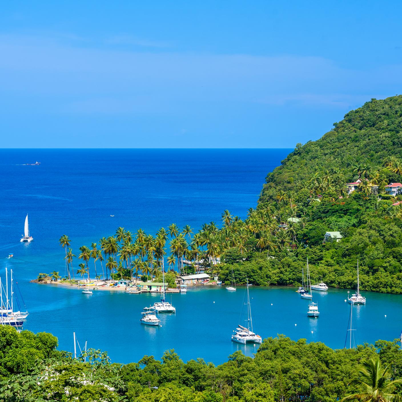 Tropical bay and beach in exotic and paradise landscape scenery