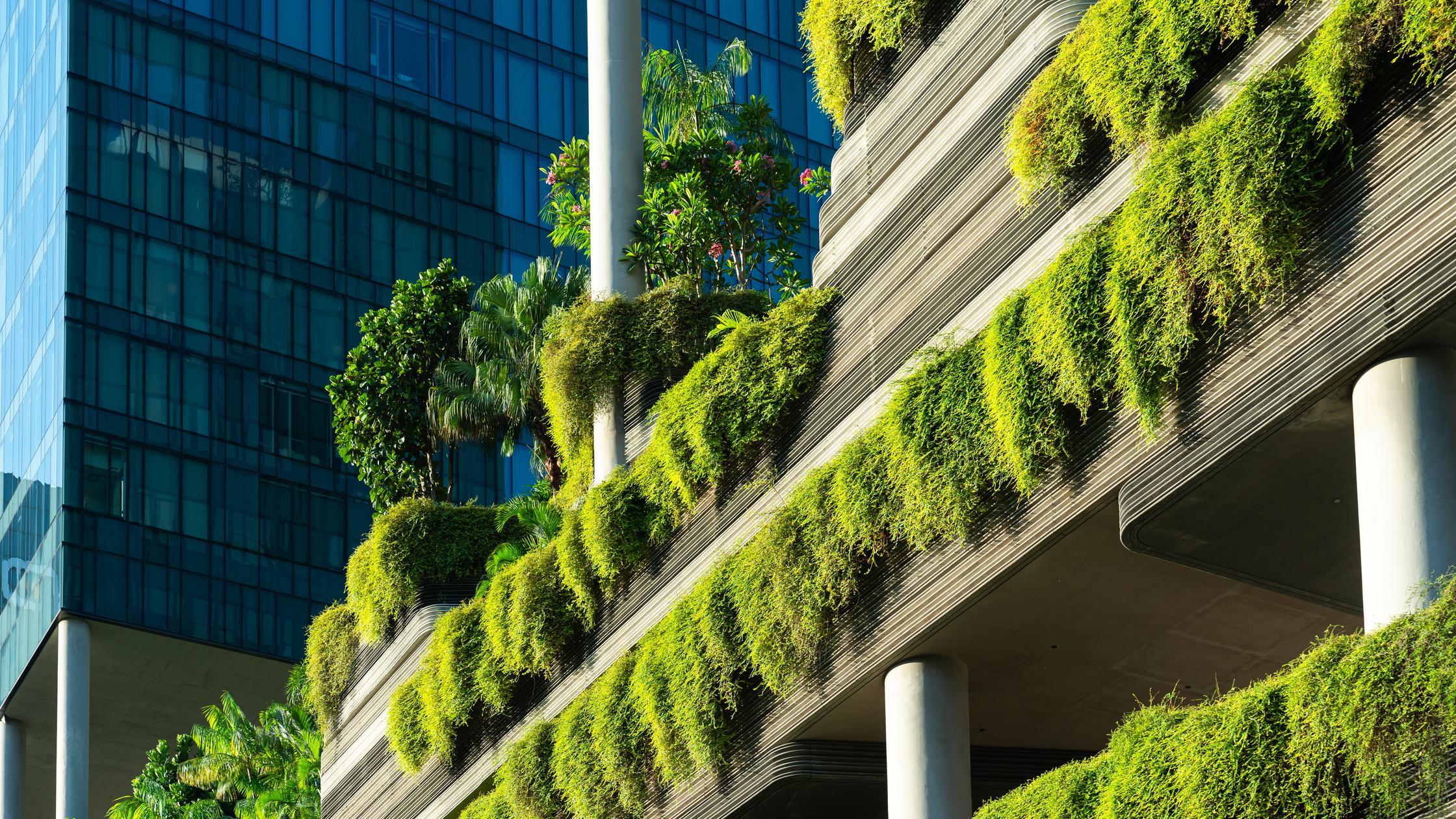 Green building with vertical garden in Singapore