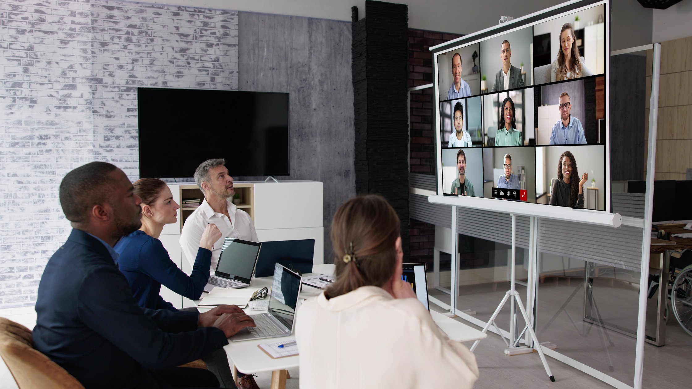 Business Video Conference Online Meeting In Office Room
